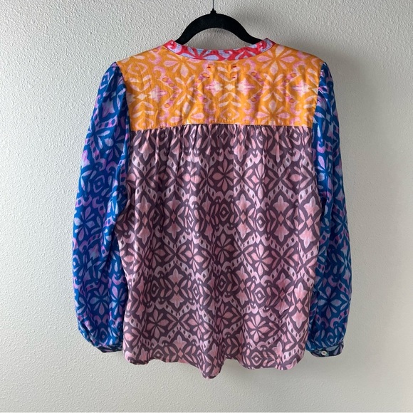 NWOT XiRENA Fiesta Huntley Crew Neck Long Sleeve Blouse Cotton Silk Boho Medium - Picture 12 of 13